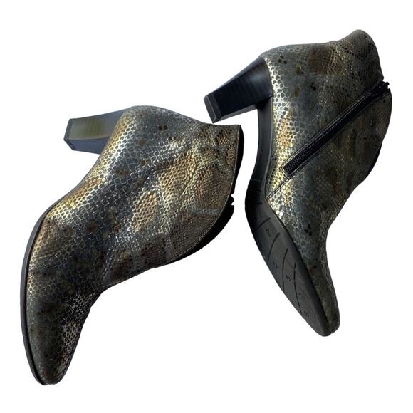 ARA Luftpolster 7 booties fall ankle boots winter heeled RARE Snakeskin metal - Picture 10 of 16